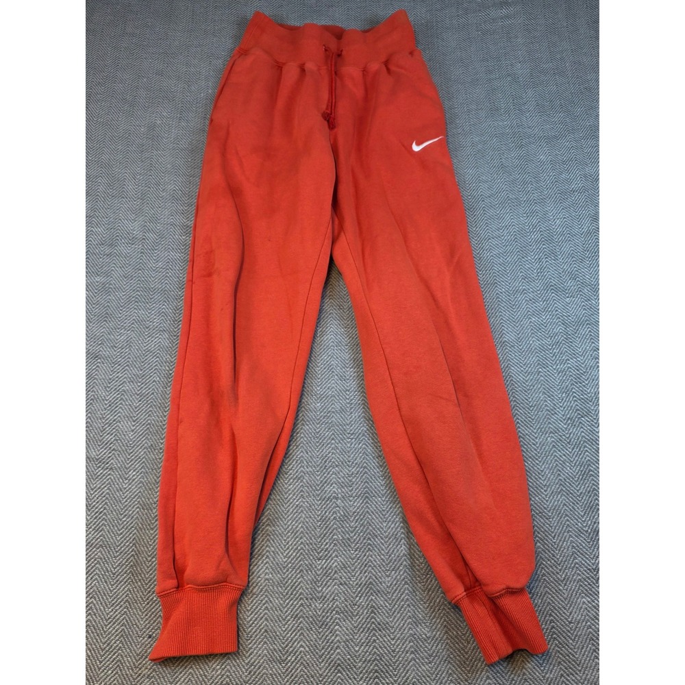 Nike Sportswear Orange Fleece Jogger Sweatpants XS Embroidered Swoosh Logo